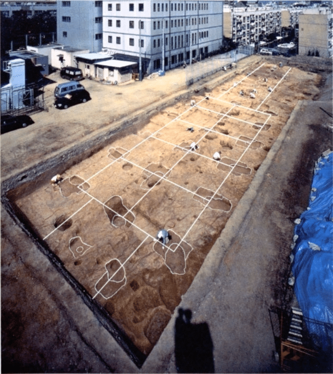 Excavation of Naniwa palace remains in 1993. Source: Nikkei 