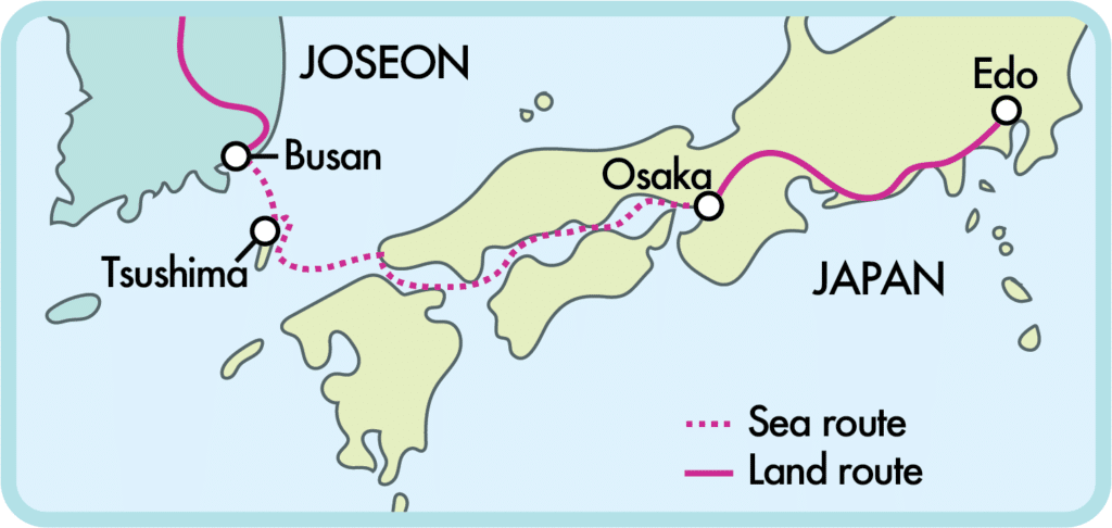 Route taken by envoys from Joseon to Japan.