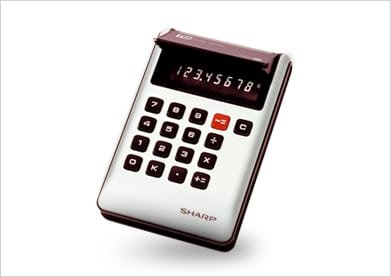 The first LCD pocket calculator, Sharp's EL-805. Source: Sharp https://global.sharp/corporate/info/his/only_one/item/t13.html