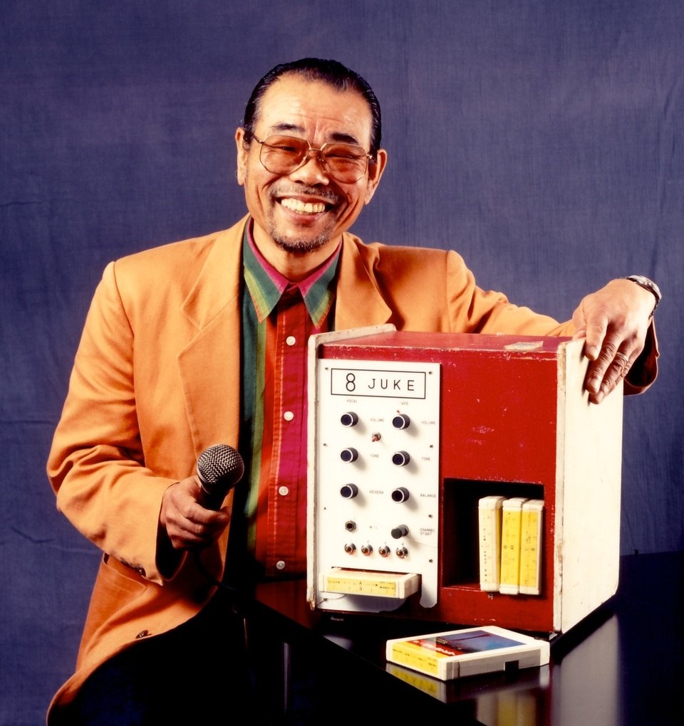 Inoue Daisuke with an early karaoke machine. Source: The Appendix http://theappendix.net/issues/2013/10/voice-hero-the-inventor-of-karaoke-speaks
